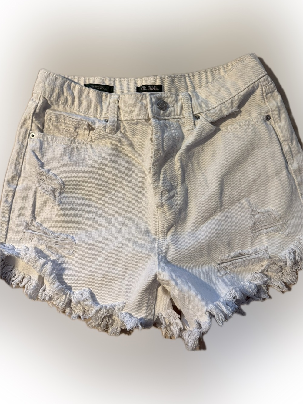 wild fable White Distressed Denim Cutoff Shorts
